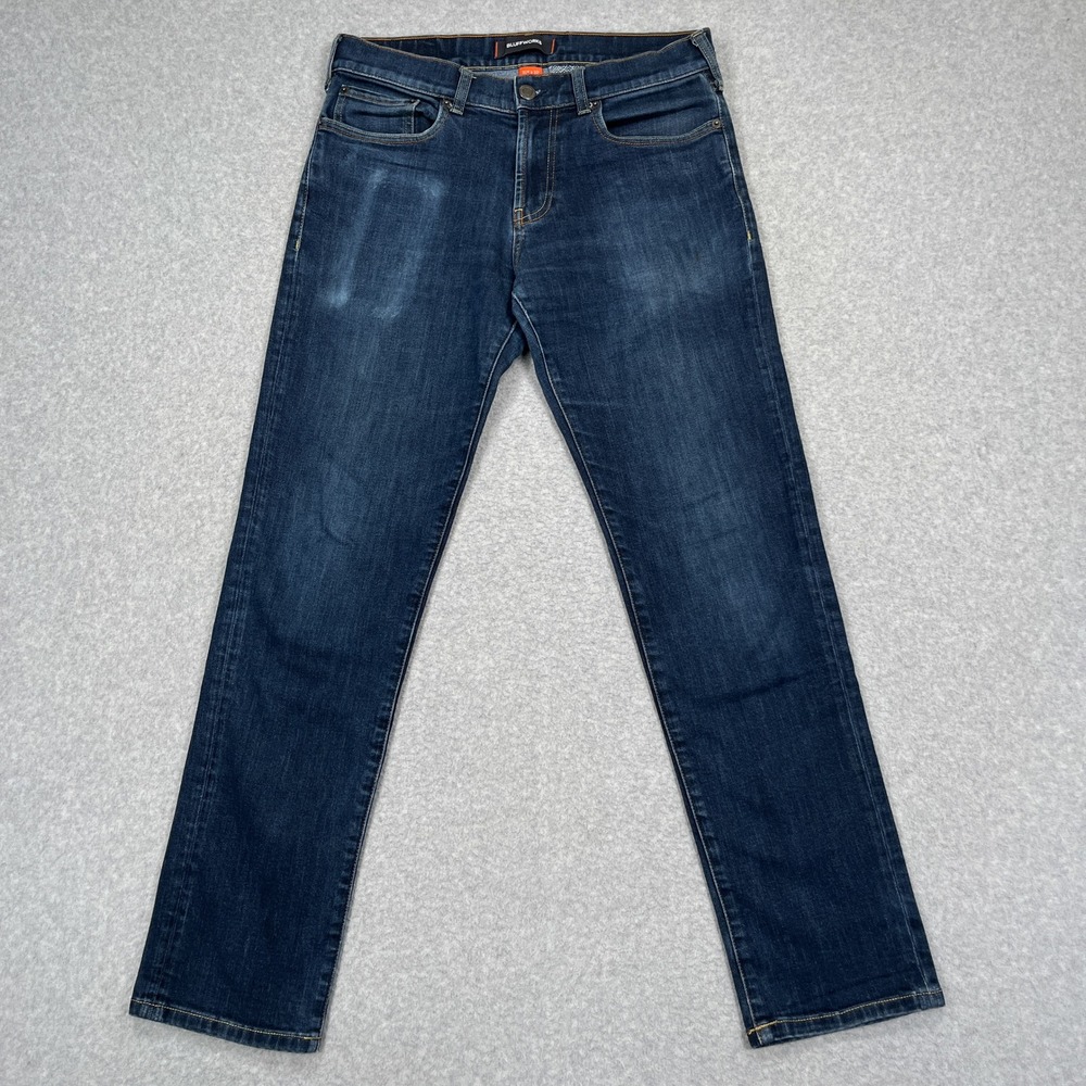 Bluffworks Departure 2.0 Jeans Mens 31x32 (31x30) Blue Slim Fit Workwear Denim